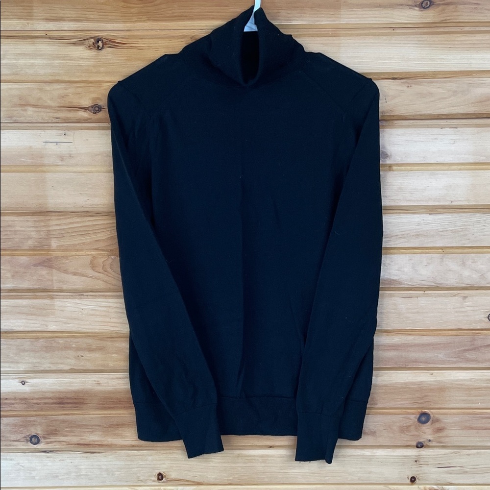 Black Merino Wool Turtleneck Sweater